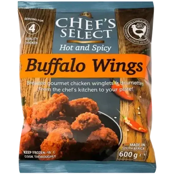 Chef's Select Frozen Hot And Spicy Buffalo Wings 600g