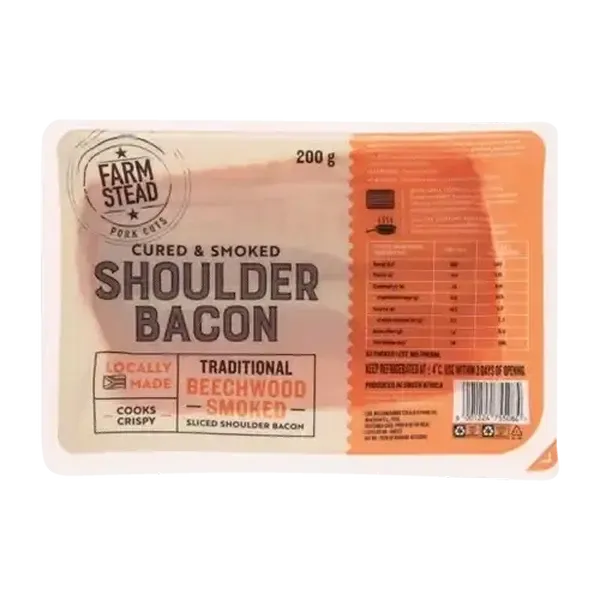 Farmstead Cured & Smoked Shoulder Bacon 200g
