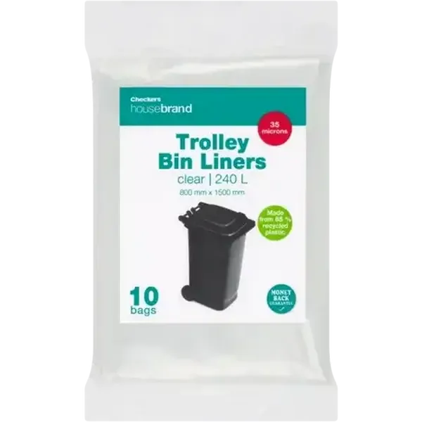 Checkers Housebrand Clear Trolley Bin Liners 240L 10 Pack