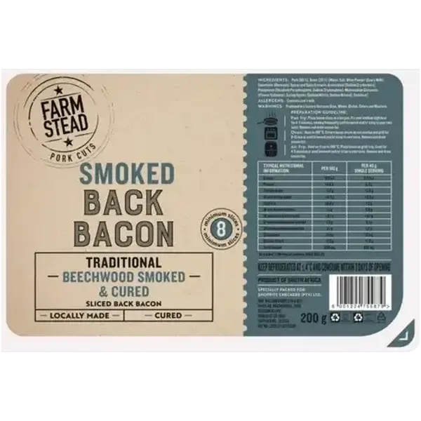 Farmstead Smoked Back Bacon 200g