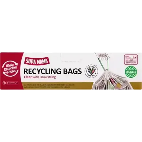 Supa Mama Recycling Bags with Drawstring 12 Pack