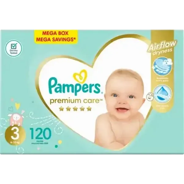 Pampers Premium Care Size 3 6-10kg Diapers 120 Pack