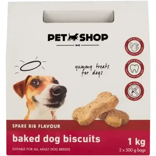 Petshop Spare Rib Flavour Baked Dog Biscuits 1kg