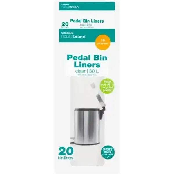 Checkers Housebrand Clear Pedal Bin Liners 30L 20 Pack