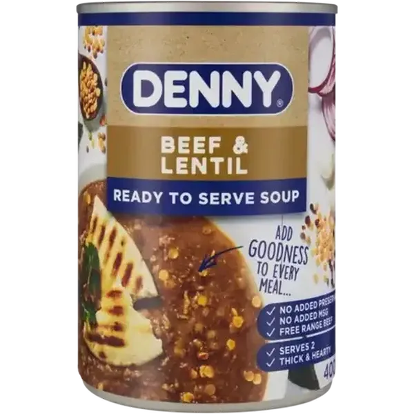 DENNY Beef & Lentil Ready to Serve Soup 400g