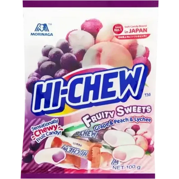 Hi-Chew Grape, Peach & Lychee Chewy Fruit Candy 100g