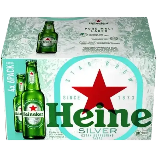 Heineken Silver Beer Bottles 24 x 330ml