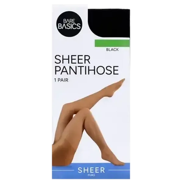 Bare Basics Black Large Sheer Pantihose