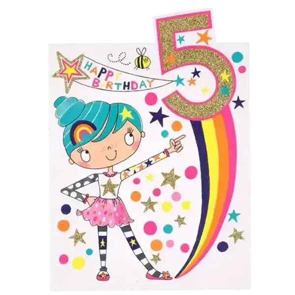 Rachel Ellen Girl 5th Birthday Everyday Card