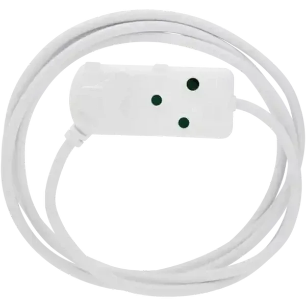 SCE White Heavy Duty 2 Way Extension Cord 3m