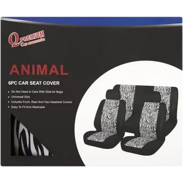 Q Premium Animal Car Seat Covers 6 Piece (Colour May Vary)
