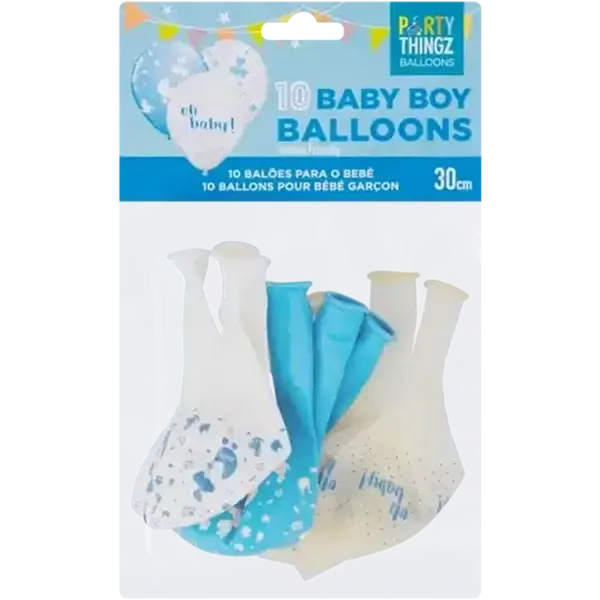 Party Thingz Assorted Baby Boy Printed Balloons 10 Piece
