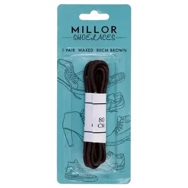 Millor Waxed Brown Shoe Laces 80cm