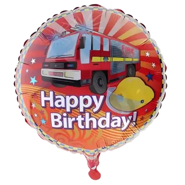 Happy Birthday Fire Engine Round Balloon 48cm
