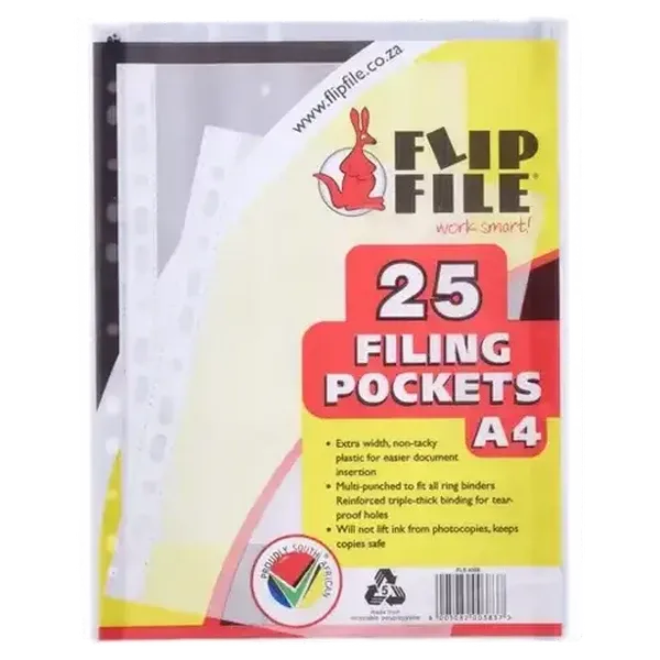 Flip File A4 Filing Sleeves 25 Pockets