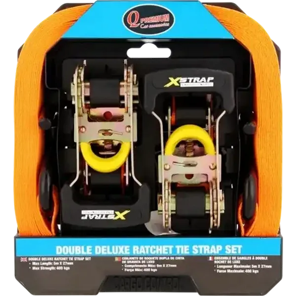 Q Premium Double Deluxe Ratchet Tie Strap Set 4 Piece