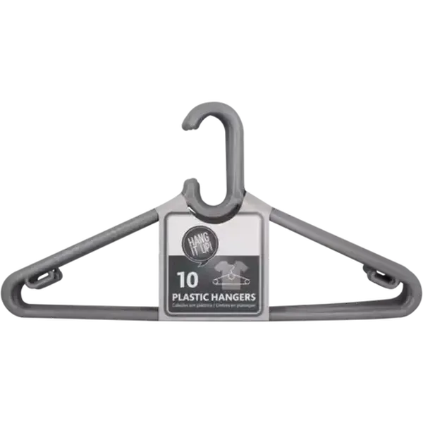 Hang It Up! Grey Plastic Hangers 10-Pack