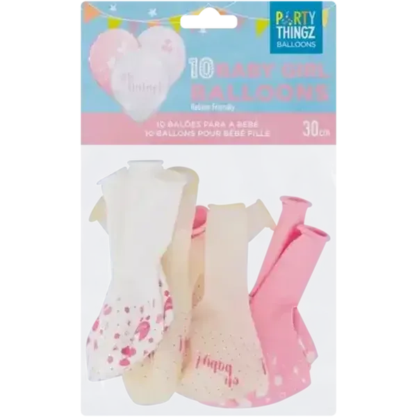Party Thingz Baby Girl Balloons 10-Pack (Design May Vary)