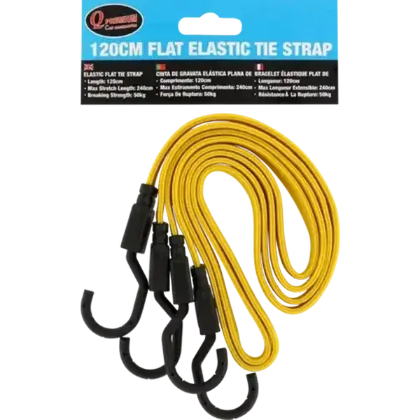 Q Premium Yellow Flat Elastic Tie Strap 1.2m