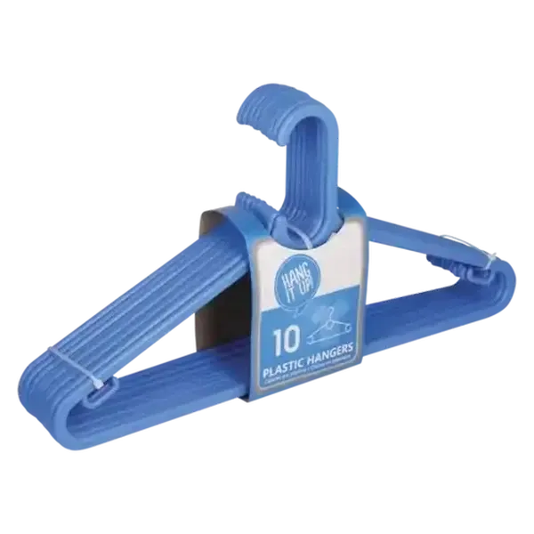 Hang It Up! Blue Plastic Hangers 10-Pack