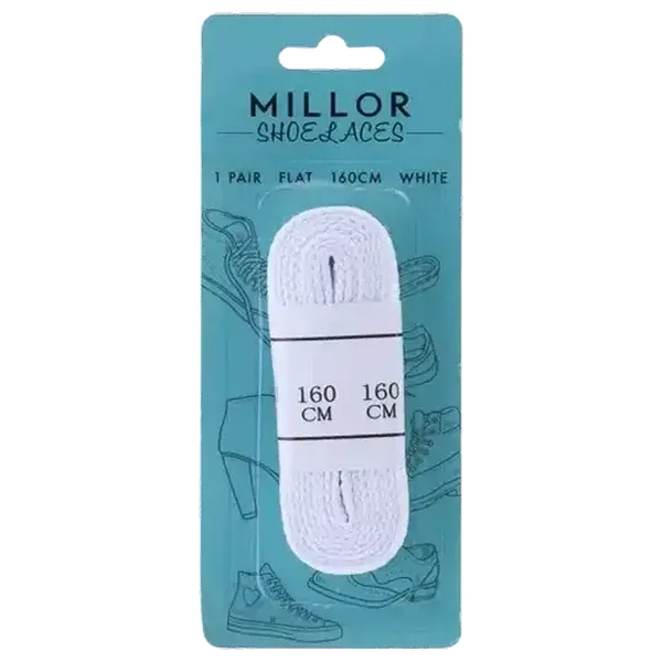 Millor Flat White Shoe Laces 160cm