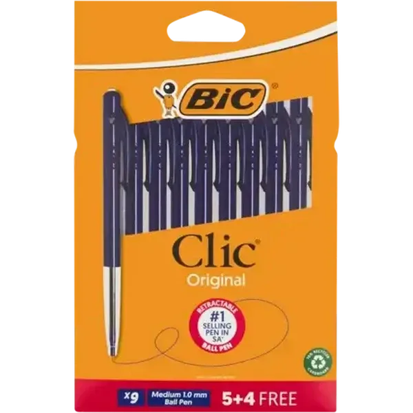 BIC Clic Blue Medium Ball Pen 9-Pack