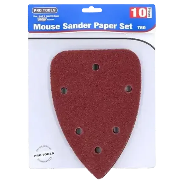 Pro Tools T60 Mouse Sander Paper Set 140 x 95mm 10 Piece