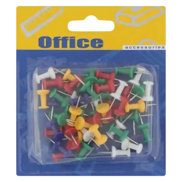 Office Accessories Multicoloured Plastic Push Pins 50-Pack