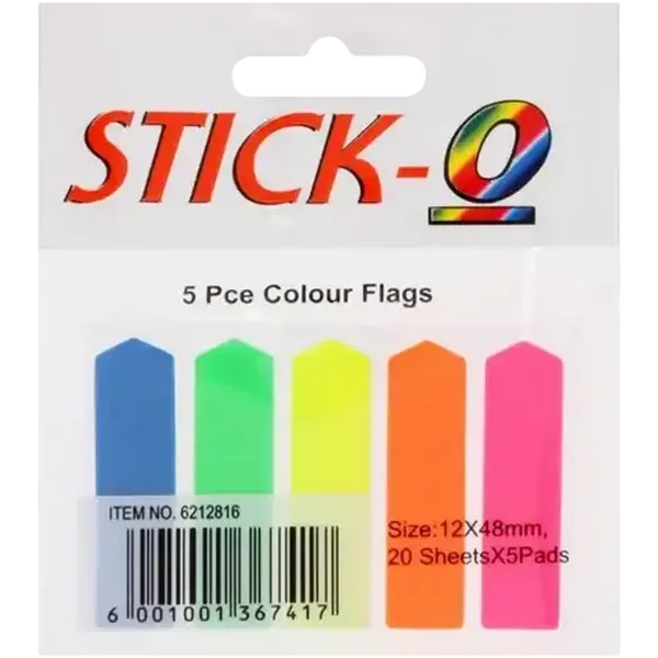 Stick-O Multicoloured Page Flags 5-Pack