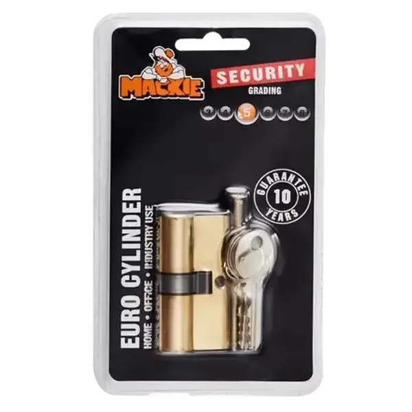 Mackie Polished Brass Euro Profile Double Cylinder 59mm