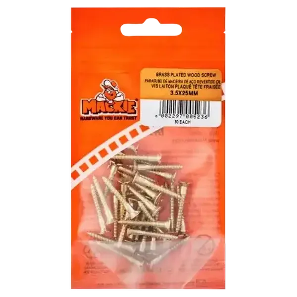 Mackie Brass Wood Screw 3.5 x 25mm 30-Pack