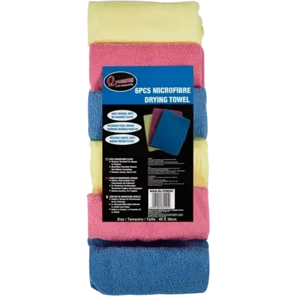 Q Premium Multicoloured Microfibre Drying Towels 6 Piece
