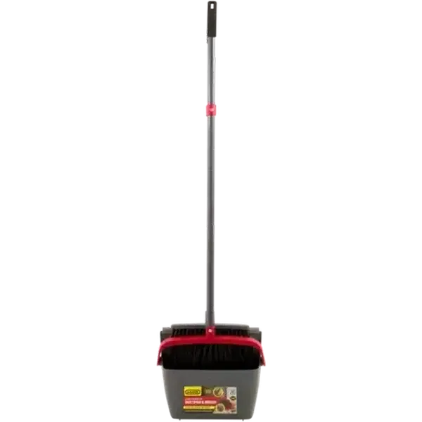 ADDIS Grey Long Handled Dustpan & Brush Set 2-Piece