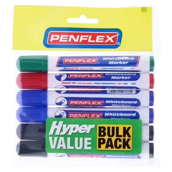 Penflex White Board Markers 6-Pack (Colour May Vary)