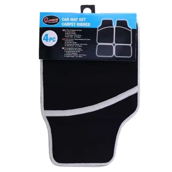 Q Premium Ribbed Car Mat Set 4 Piece