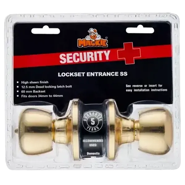 Mackie Polish Brass Finish Entrance Lockset Tubular