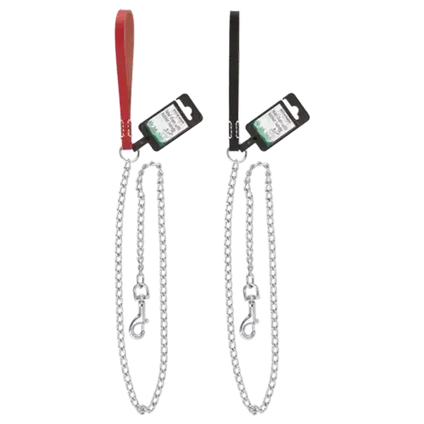 Petshop Large Lead Chain with Leather Handle for Dogs 1.2cm (Colour May Vary)