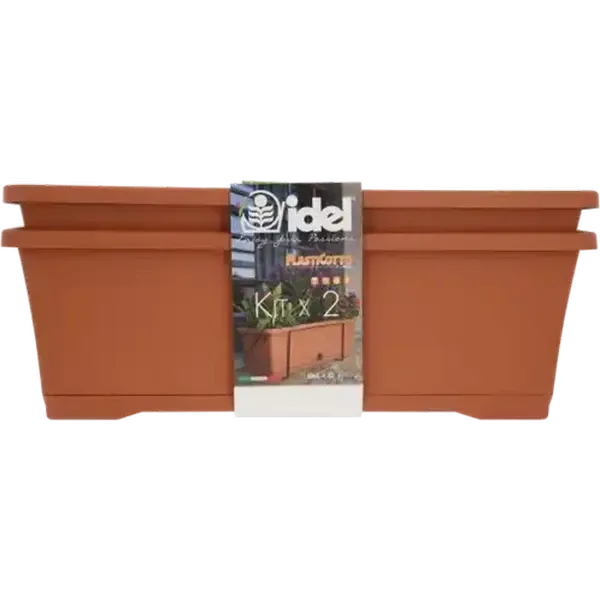 Idel Burnt Orange Plasticotto Balcony Planter Set 2 Piece