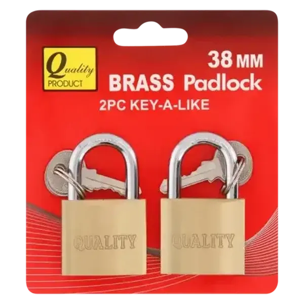 Quality Brass Key A Like Padlock 38mm 2 Pieces