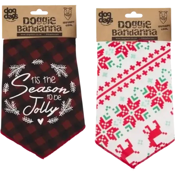Dog Days Medium Christmas Themed Dog Bandana (Design May Vary)