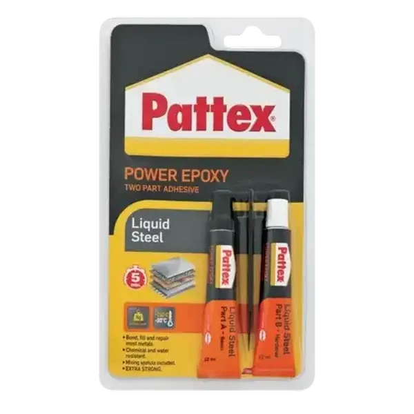 Pattex Power Epoxy Liquid Steel Two Part Adhesive 22ml