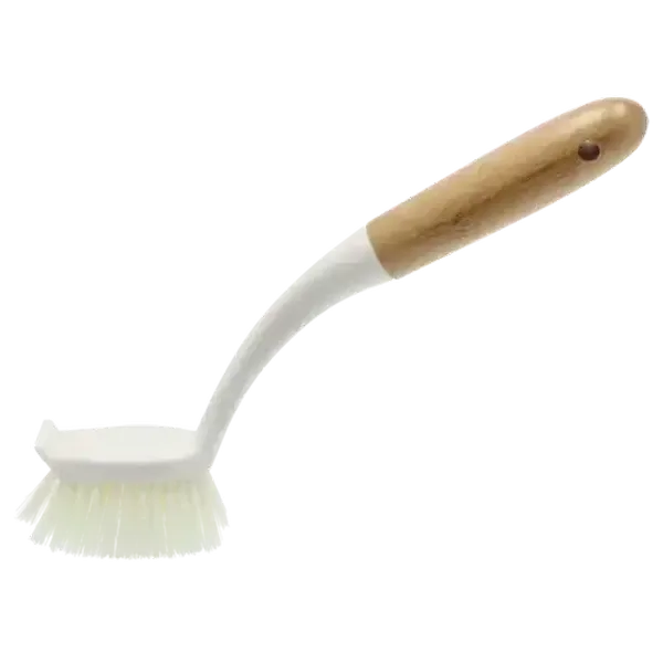 Bamboo White With Scraper Dish Brush