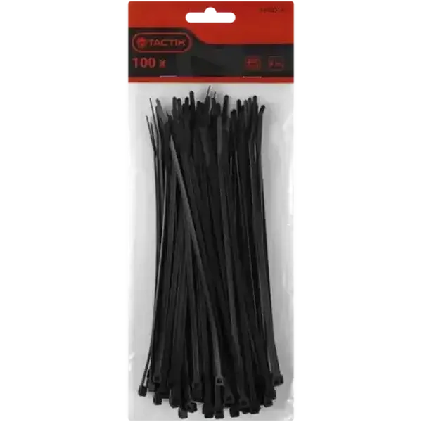 Tactix Black Cable Ties 200mm 100-Pack