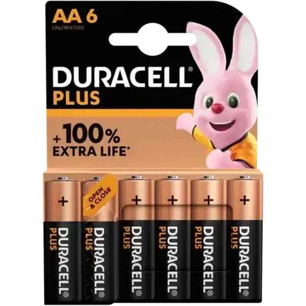 Duracell Plus AA Alkaline Batteries 6-Pack