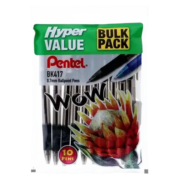Pentel Hyper Value Black Ballpoint Pen 10 Pack 0.7mm