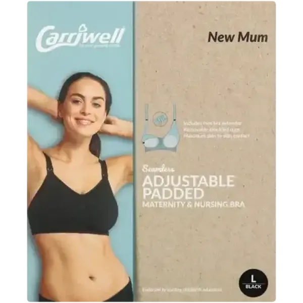 Carriwell Black Seamless Padded Nursing Bra Large