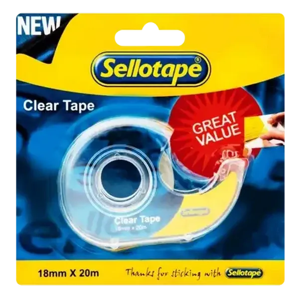 Sellotape Great Value Clear Tape Dispenser 18mm x 20m