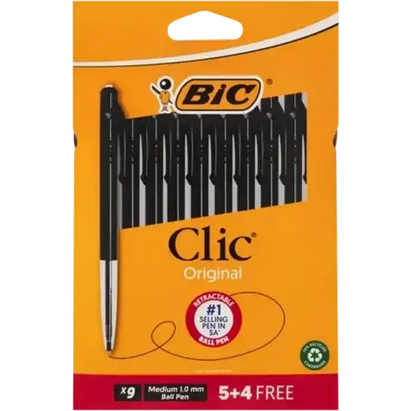 BIC Clic Black Medium Ballpoint Pens 8-Pack