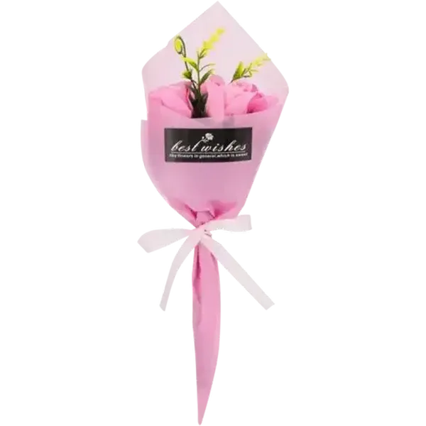 Light Pink Scented Artificial Rose Bunch With Bow