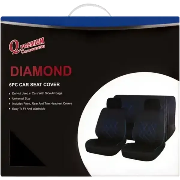 Q Premium Diamond Car Seat Cover Set 6 Piece